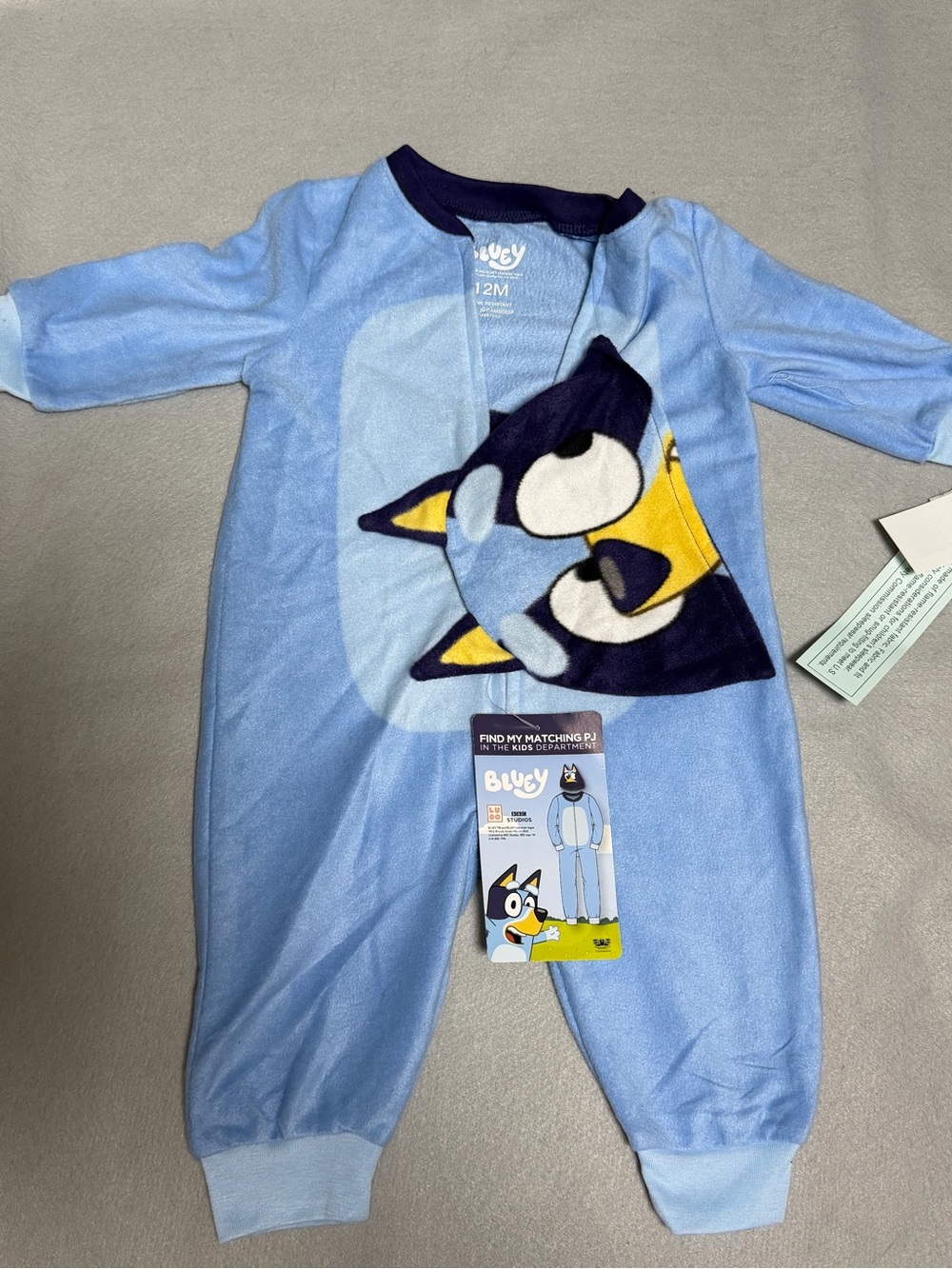 Bluey One-Piece infant pajamas- Light Blue (12months)